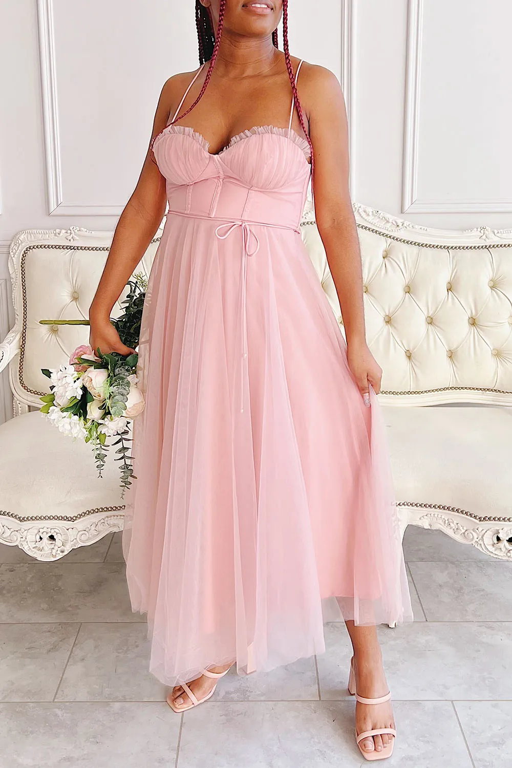 Chaya White | Midi Tulle Dress w/ Corset
