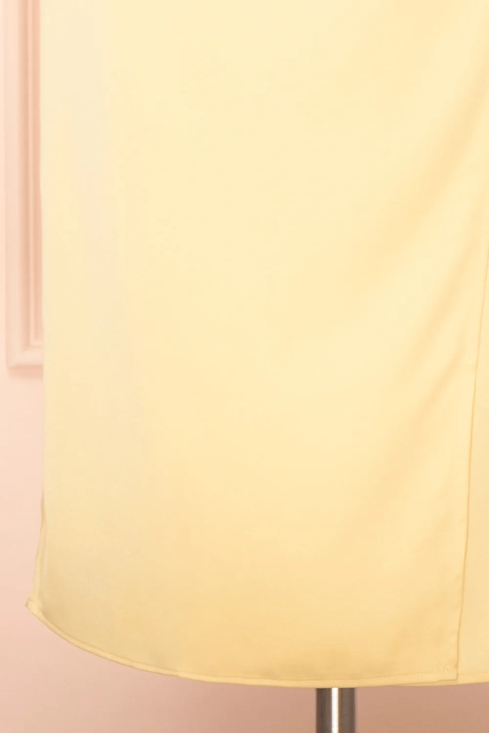 Chloe Light Yellow | Cowl Neck Satin Midi Slip Dress