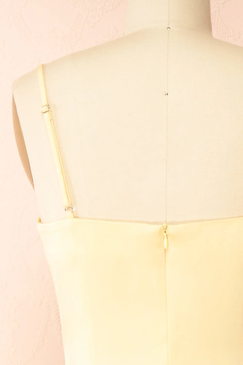 Chloe Light Yellow | Cowl Neck Satin Midi Slip Dress