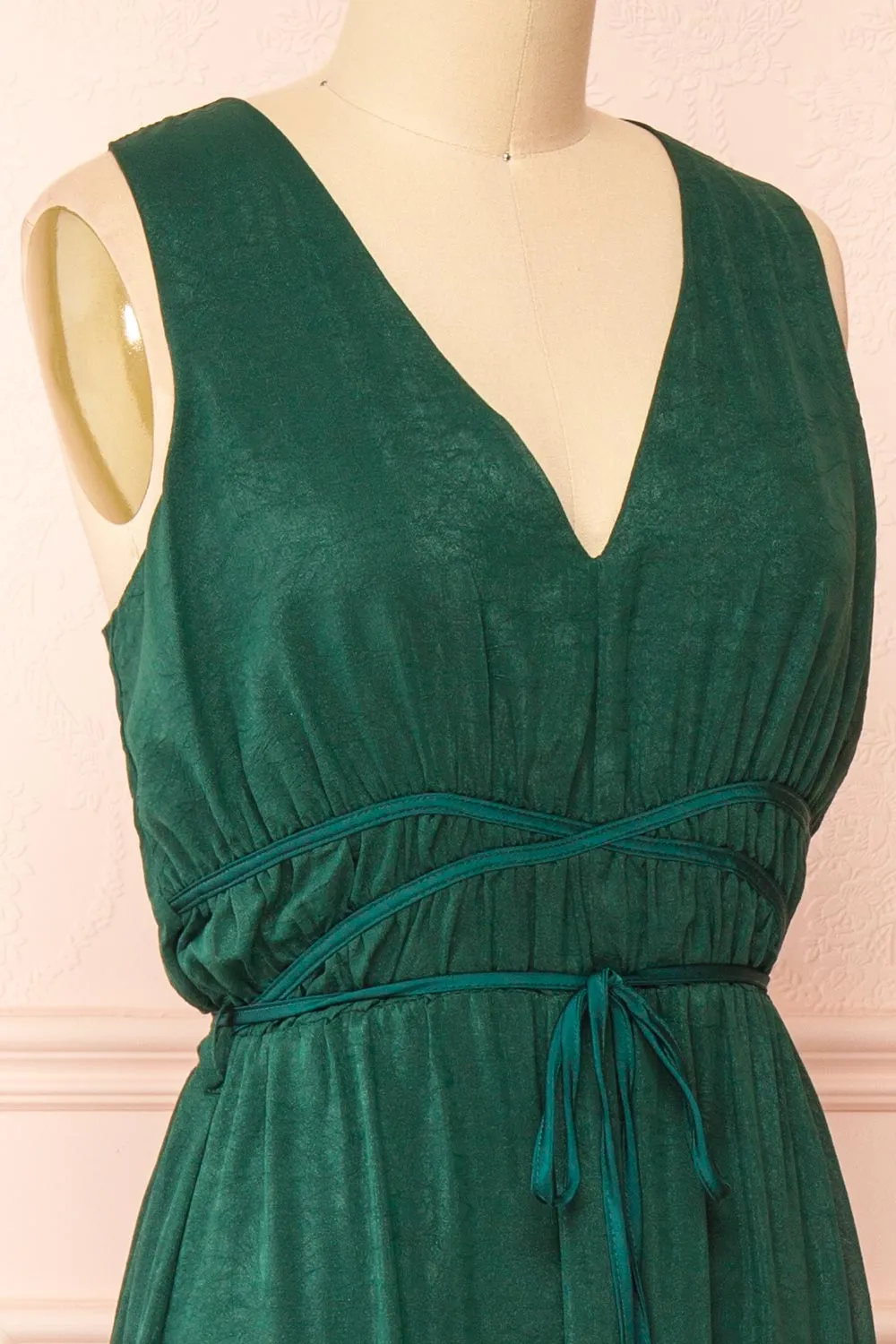 Cyriana | Green Midi Dress w/ Waist Cord