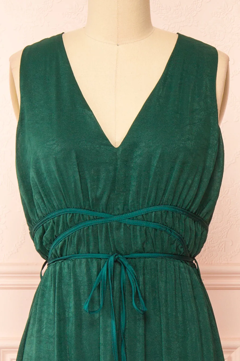 Cyriana | Green Midi Dress w/ Waist Cord