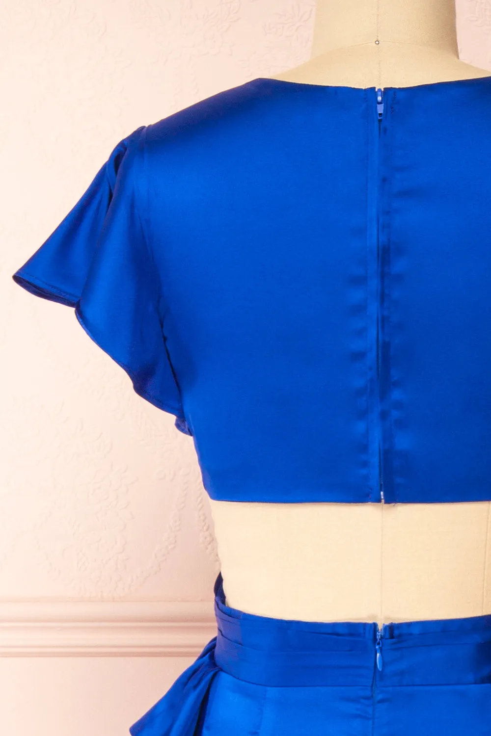 Eirlys Blue | Asymmetrical Satin Dress w/ Ruffles
