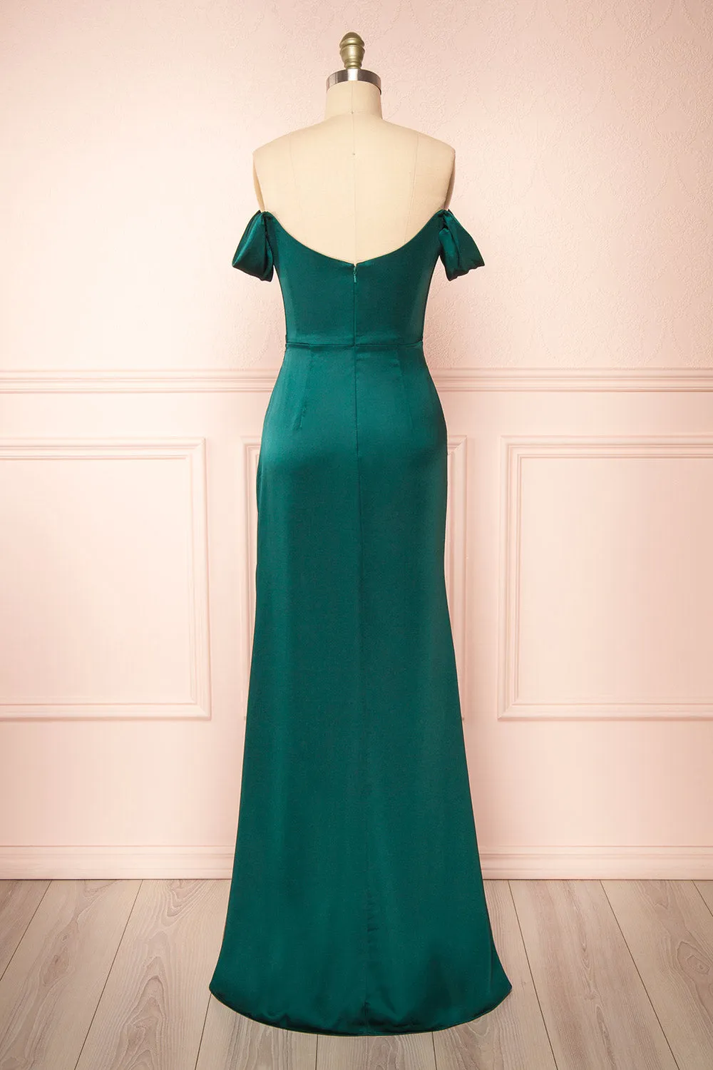 Evolet Green | Off-Shoulder Corset Maxi Dress