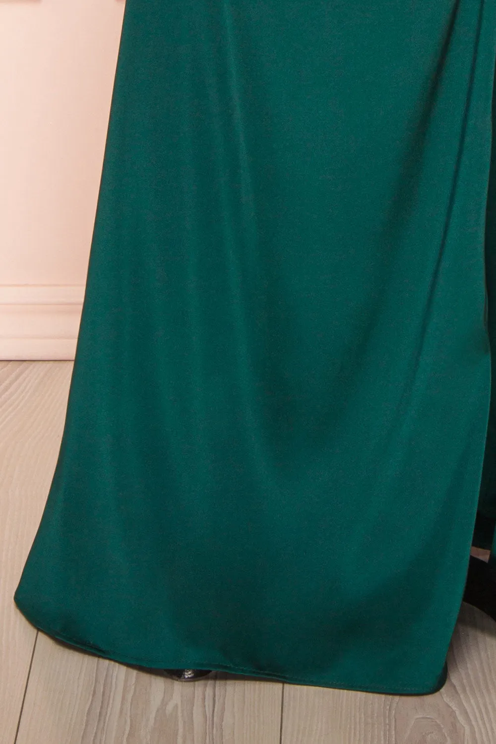 Evolet Green | Off-Shoulder Corset Maxi Dress