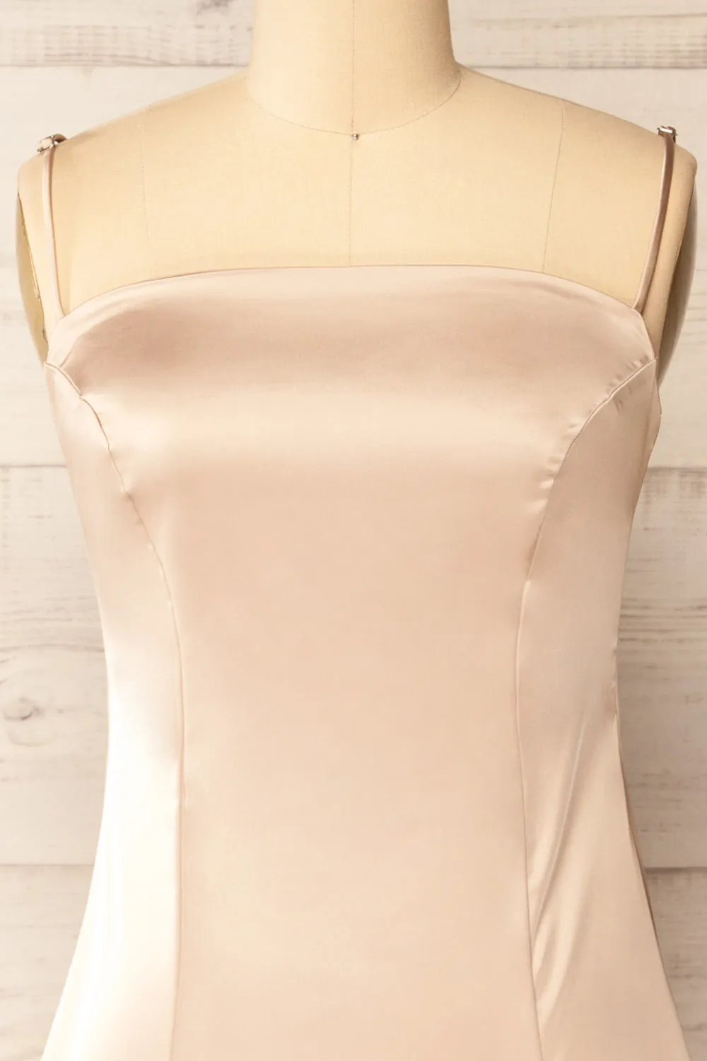 Korina Champagne | Fitted Satin Midi Dress