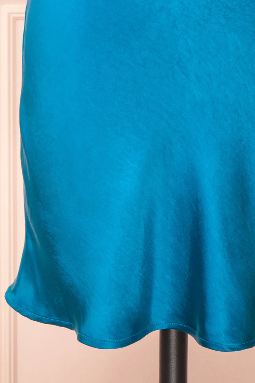 Mariam | Short Blue Satin Dress w/ Open Back