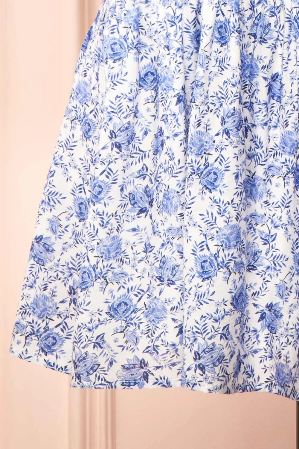 Nafissa | Short Blue Floral Dress with Back Tie