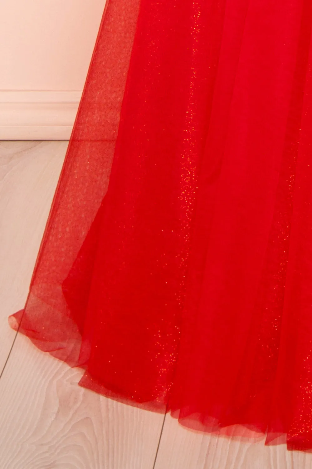 Penelope Red | Sparkling Tulle Maxi Dress