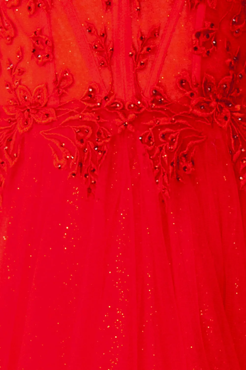 Penelope Red | Sparkling Tulle Maxi Dress