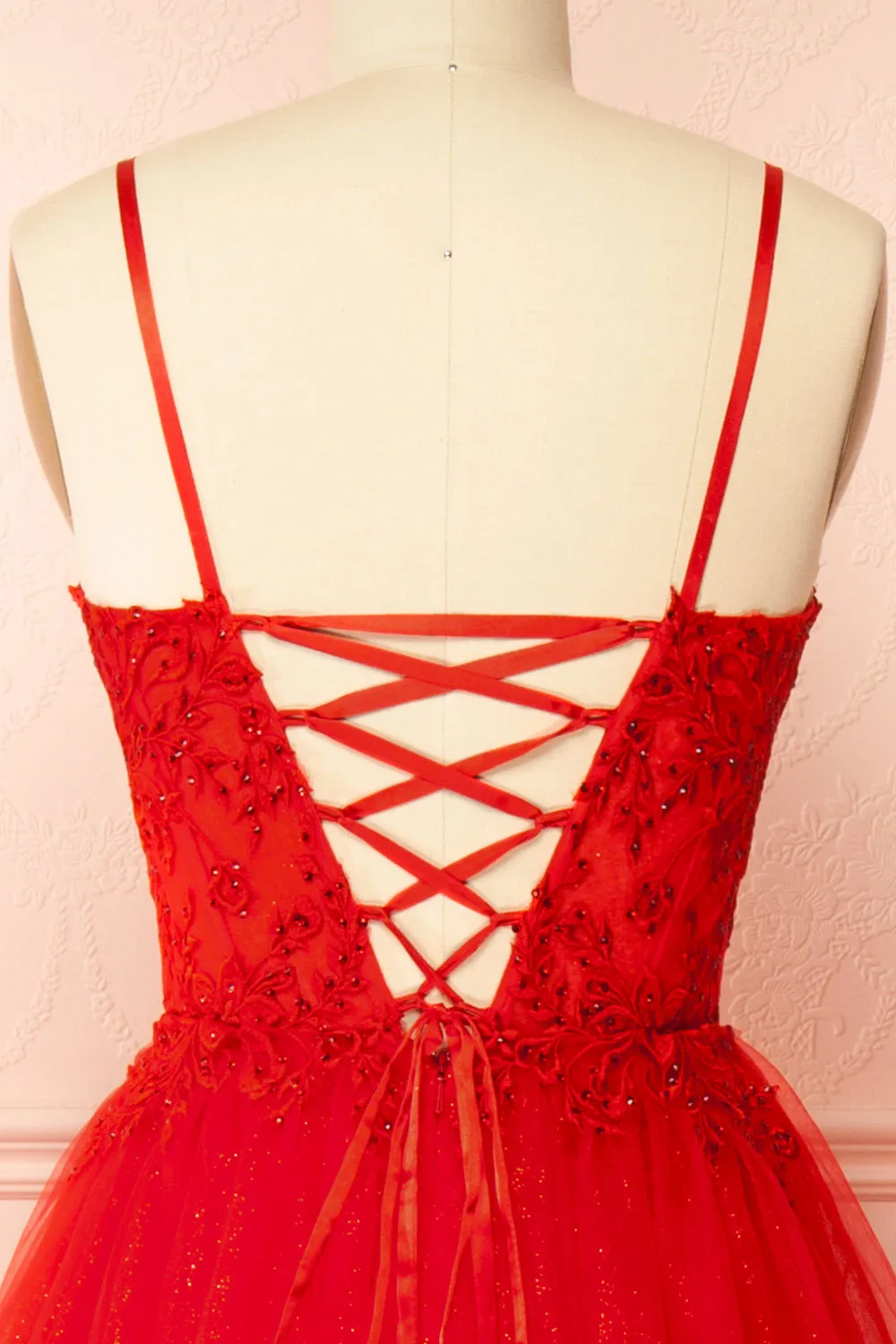 Penelope Red | Sparkling Tulle Maxi Dress