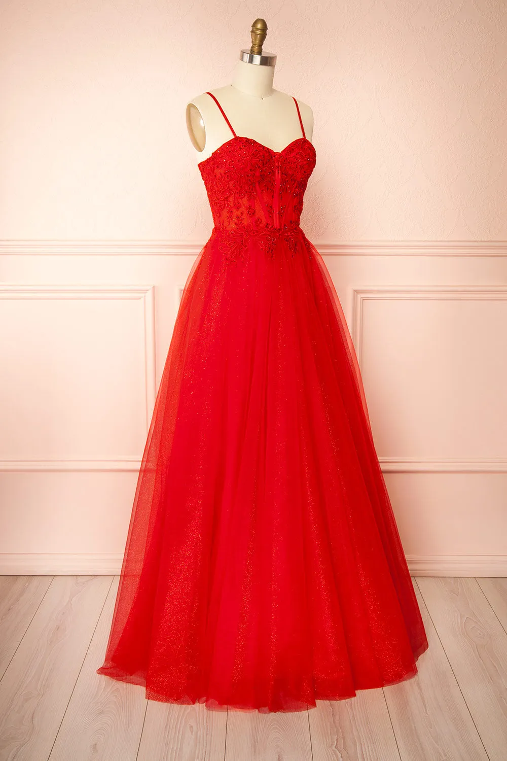 Penelope Red | Sparkling Tulle Maxi Dress