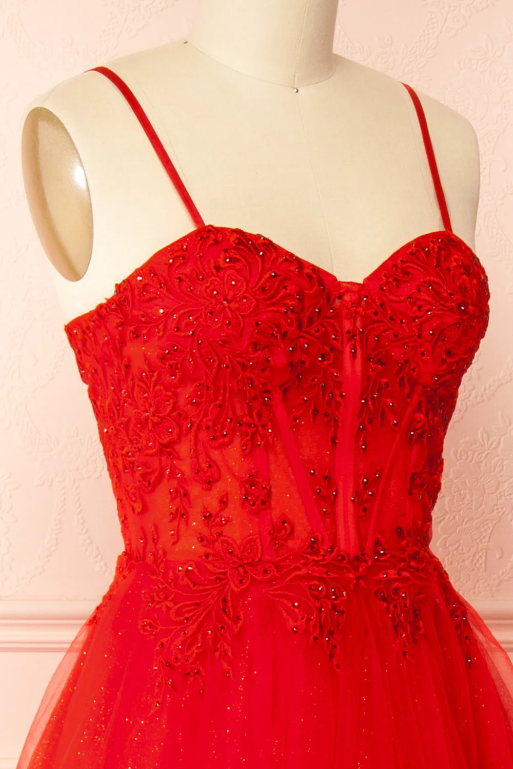 Penelope Red | Sparkling Tulle Maxi Dress