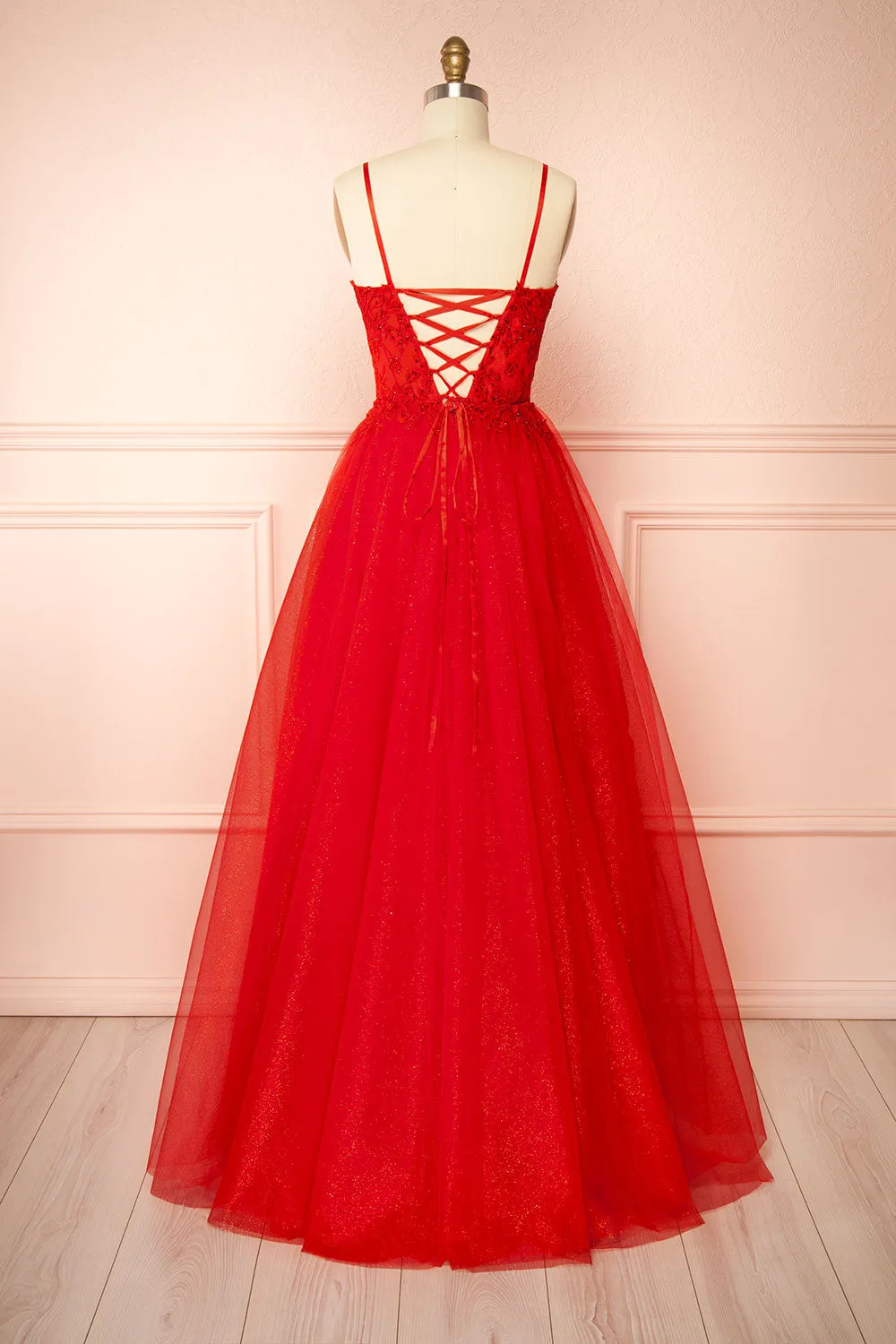 Penelope Red | Sparkling Tulle Maxi Dress