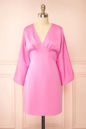 Rosalyn | Short Pink Dress w/ Puffy Sleeves