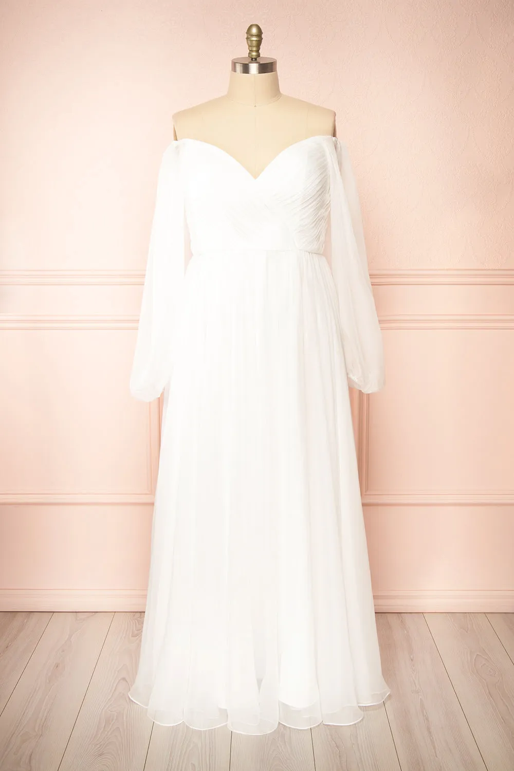 Vivienne| Maxi White Dress w/ Pleated Bust