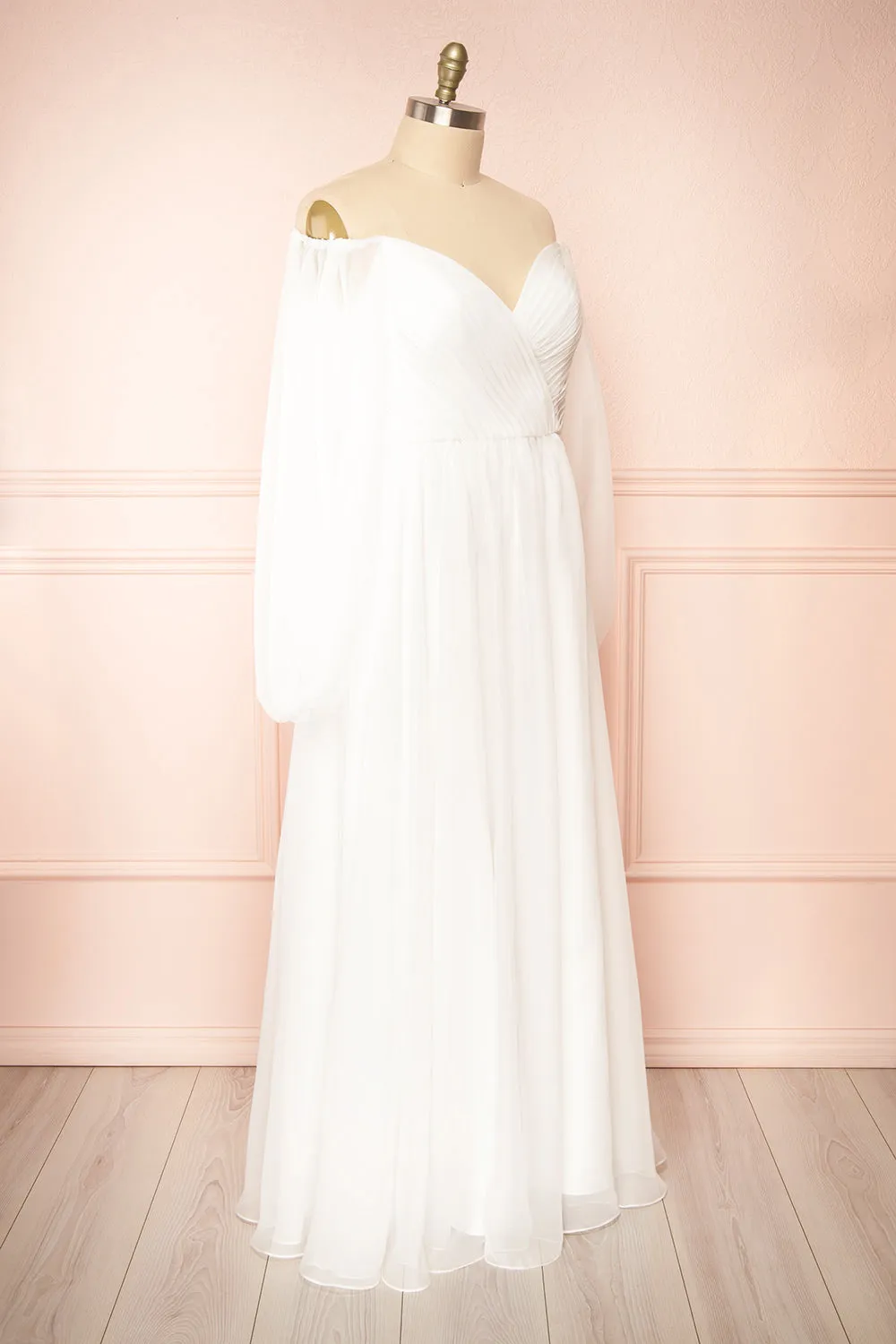 Vivienne| Maxi White Dress w/ Pleated Bust