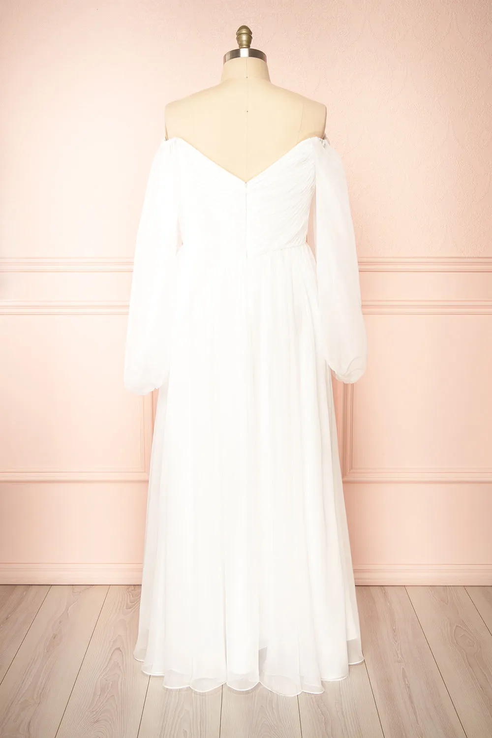 Vivienne| Maxi White Dress w/ Pleated Bust